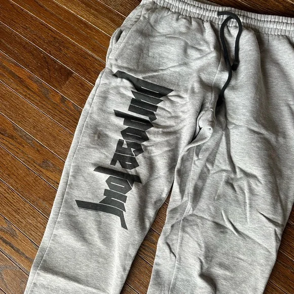 Justin Bieber Light Gray Joggers with Bold Black Graphic - Picture 2 of 3